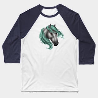 Horse Head - Dapple Aqua Mane Baseball T-Shirt